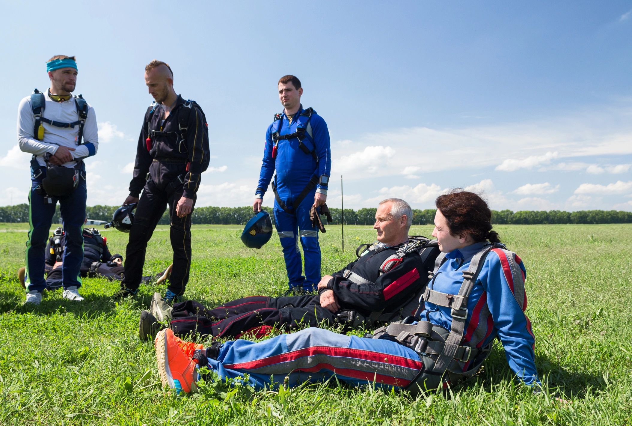 Skydiving team on an airfield